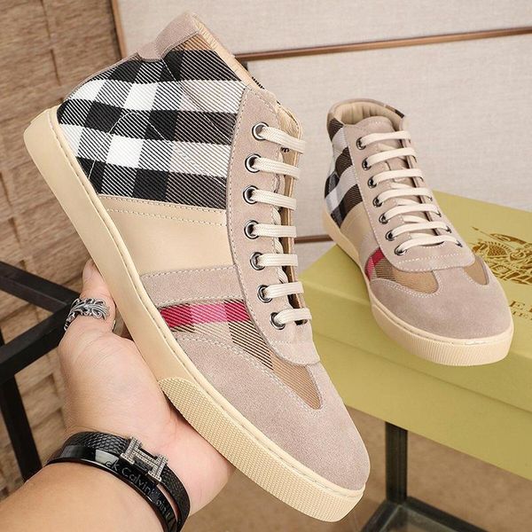 comfortable men 's shoes high vintage check and leather sneakers breathable sports lace -up fashion casual men shoes, Black
comfortable men 's shoes high vintage check and leather sneakers breathable sports lace -up fashion casual men shoes, Black