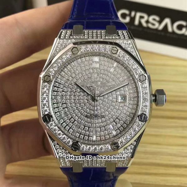 3 styles 41mm stainless steel diamond selfwinding automatic mens watch 15400st dense diamond dial leather strap gents sport watches, Slivery;brown
3 styles 41mm stainless steel diamond selfwinding automatic mens watch 15400st dense diamond dial leather strap gents sport watches, Slivery;brown