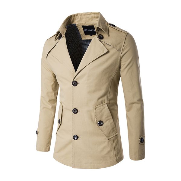 new winter men's fashion single-breasted symmetrical design with pure color trench coat coat lapels, Tan;black
new winter men's fashion single-breasted symmetrical design with pure color trench coat coat lapels, Tan;black