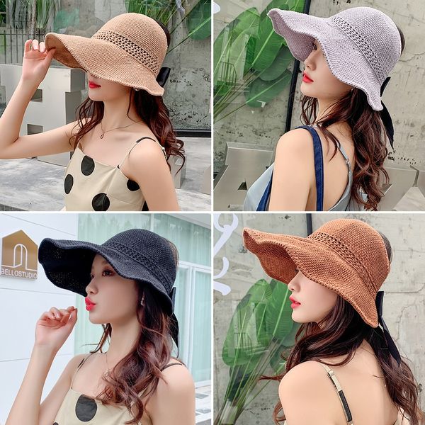 large eaves woven straw straw sunscreen female foldable summer beach hipster holiday sun hat sunscreen hat all-match, Blue;gray
large eaves woven straw straw sunscreen female foldable summer beach hipster holiday sun hat sunscreen hat all-match, Blue;gray