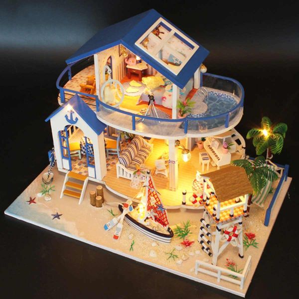 led dollhouse sea miniature villa with furniture diy wooden house room model kits gifts toy for kids birthday gift mx200414
led dollhouse sea miniature villa with furniture diy wooden house room model kits gifts toy for kids birthday gift mx200414