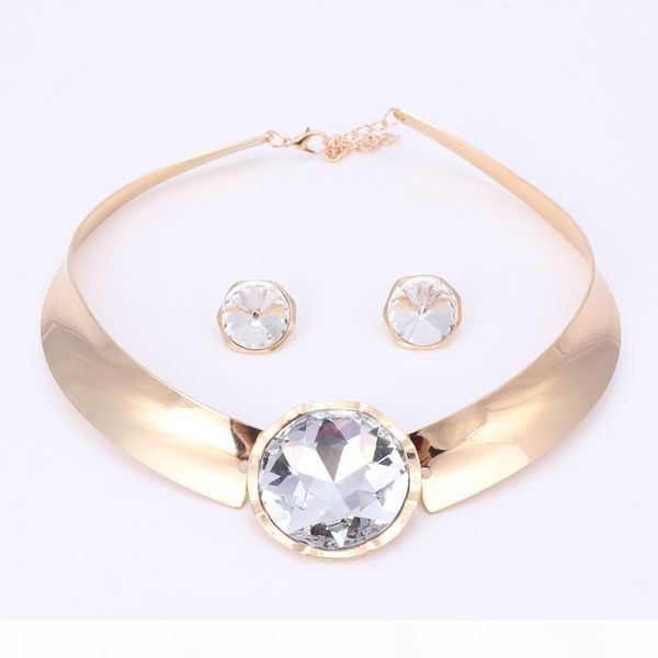 gold plated metallic necklace earrings statement crystal jewelry set for women punk style female party jewelry sets
gold plated metallic necklace earrings statement crystal jewelry set for women punk style female party jewelry sets