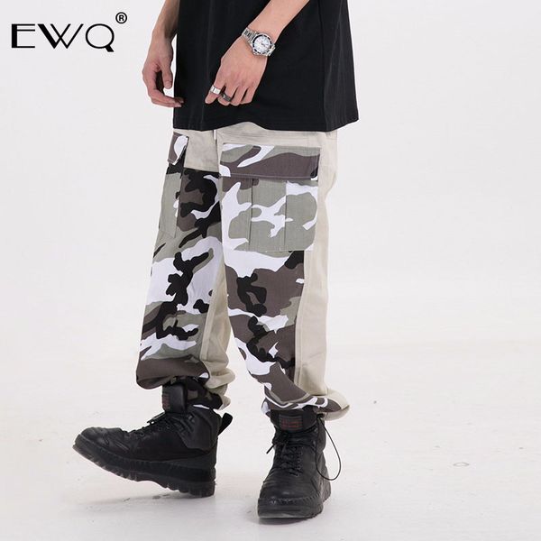 ewq / fashion men's pants 2020 spring summer new trendy men's trend camouflage stitching trousers loose casual pants 9y513, Black 
ewq / fashion men's pants 2020 spring summer new trendy men's trend camouflage stitching trousers loose casual pants 9y513, Black