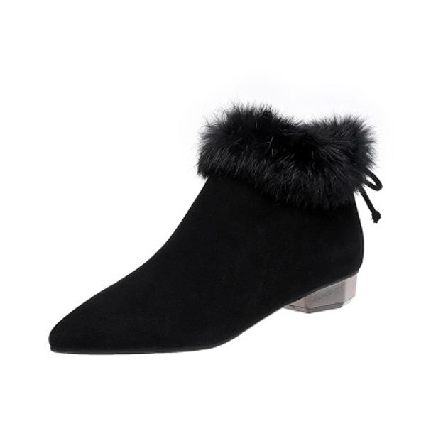 2020 autumn and winter new fashion wild pointed pointed boots thick low heel plus velvet warm plus size women's boots, Black 
2020 autumn and winter new fashion wild pointed pointed boots thick low heel plus velvet warm plus size women's boots, Black