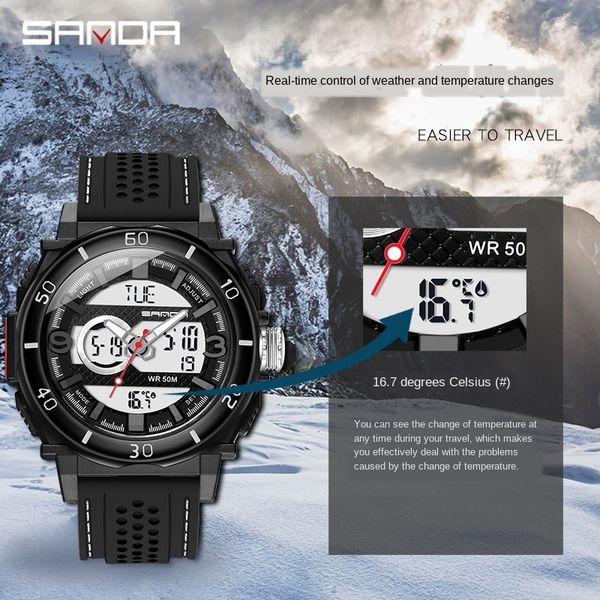 sanda new fashion sports multifunctional electronic temperature display luminous men's waterproof electronic watch watch watch, Blue
sanda new fashion sports multifunctional electronic temperature display luminous men's waterproof electronic watch watch watch, Blue
