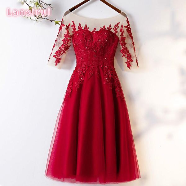 2019 sell elegant burgundy women party dresses a line half sleeve lace tulle knee length formal dress vestidos1, Black;gray
2019 sell elegant burgundy women party dresses a line half sleeve lace tulle knee length formal dress vestidos1, Black;gray