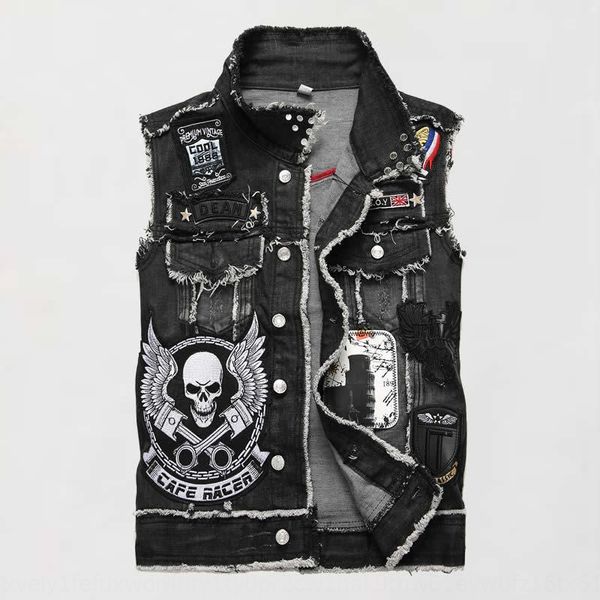 men's 2020 spring new suit suit men's vest heavy industry embroidered denim vest men, Black;white
men's 2020 spring new suit suit men's vest heavy industry embroidered denim vest men, Black;white