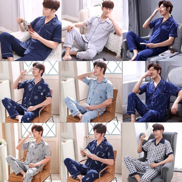 men pajamas short sleeve trousers cotton summer tracksuit men's thin cotton breathable series, Black;brown
men pajamas short sleeve trousers cotton summer tracksuit men's thin cotton breathable series, Black;brown