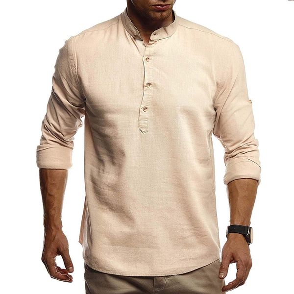 linen shirt long sleeve stand collar solid color men's shirt slim casual pullover mens clothing, White;black
linen shirt long sleeve stand collar solid color men's shirt slim casual pullover mens clothing, White;black