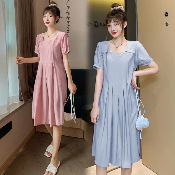 8803# maternity dress summer short sleeve easy matching loose stylish mid-long dress for pregnant women mom, White
8803# maternity dress summer short sleeve easy matching loose stylish mid-long dress for pregnant women mom, White