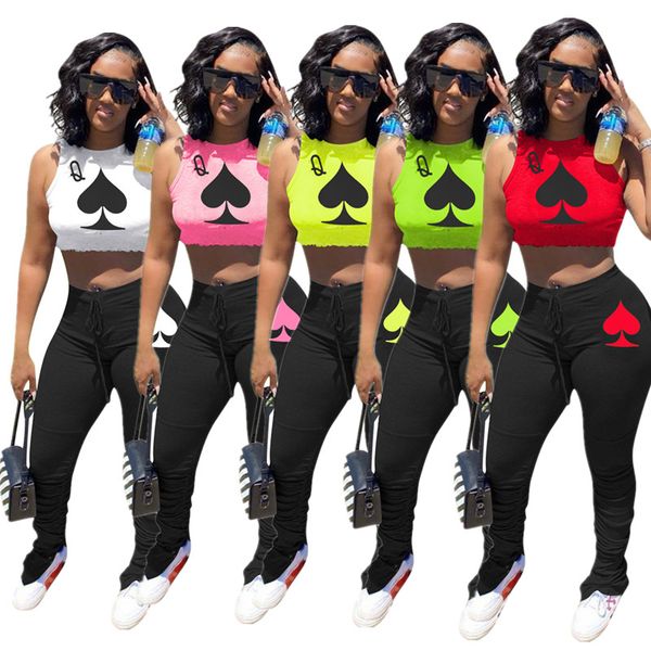 fashion women tracksuit poker printed sleeveless crop + bell-bottomed pants two pieces set summer casual sportswear trendy suits sale, White
fashion women tracksuit poker printed sleeveless crop + bell-bottomed pants two pieces set summer casual sportswear trendy suits sale, White