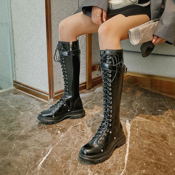 2021 new winter knee high boots women's shoes genuine leather metal fasteners round toe zipper bottes femme, Black
2021 new winter knee high boots women's shoes genuine leather metal fasteners round toe zipper bottes femme, Black