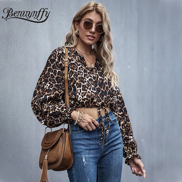 benuynffy streetwear leopard print drawstring crop blouse women autumn frill trim v-neck long sleeve ladies and blouses, White
benuynffy streetwear leopard print drawstring crop blouse women autumn frill trim v-neck long sleeve ladies and blouses, White