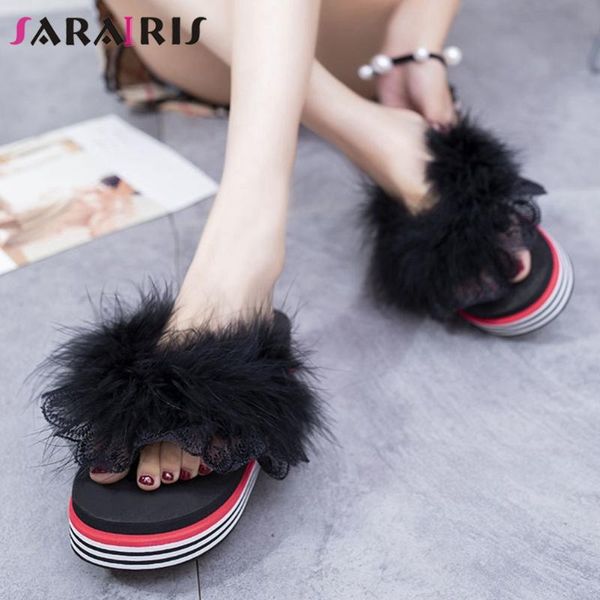sarairis 2020 trendy faux fur decorating flip flop med wedges beach slippers women sweet comfy platform shoes woman, Black
sarairis 2020 trendy faux fur decorating flip flop med wedges beach slippers women sweet comfy platform shoes woman, Black