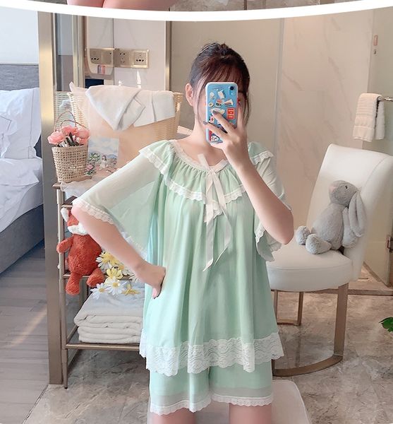 women's thin suit lace pajamas home pajamas short-sleeved two-piece suit pure cotton lace princess style student home 8826#, Blue;red
women's thin suit lace pajamas home pajamas short-sleeved two-piece suit pure cotton lace princess style student home 8826#, Blue;red