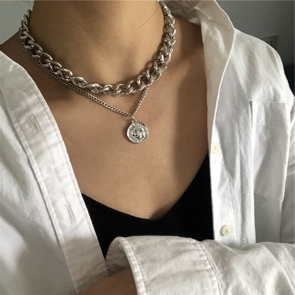 kmvexo ins punk hiphop cuban thick chain choker necklace sets for women vintage carved coin portrait pendant necklace jewelry, Silver
kmvexo ins punk hiphop cuban thick chain choker necklace sets for women vintage carved coin portrait pendant necklace jewelry, Silver