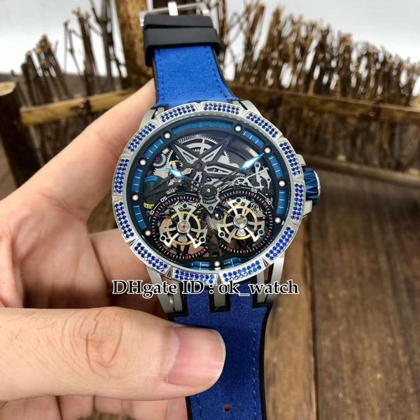 new version excalibur double tourbillon automatic mens watch diamond bezel skeleton dial blue leather strap gents sport watches 9colors, Slivery;brown
new version excalibur double tourbillon automatic mens watch diamond bezel skeleton dial blue leather strap gents sport watches 9colors, Slivery;brown