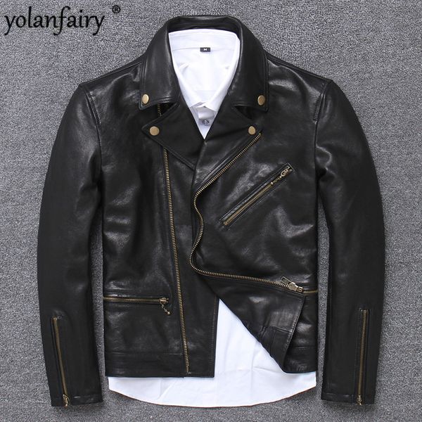 men's sheepskin coat short genuine leather jacket men vintage motorcycle real leather jackets biker coat 15615 kj3190, Black
men's sheepskin coat short genuine leather jacket men vintage motorcycle real leather jackets biker coat 15615 kj3190, Black