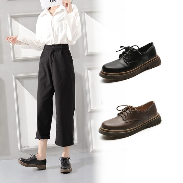 british student creepers lace-up small leather shoes woman retro round toe sewing dress oxfords women flats black/brown loafers
british student creepers lace-up small leather shoes woman retro round toe sewing dress oxfords women flats black/brown loafers