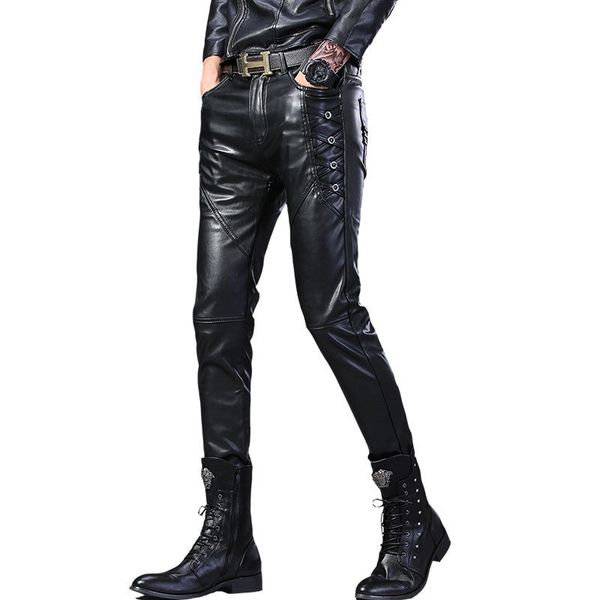 men's pants winter skinny leather fashion faux trousers for male trouser stage club wear motobiker, Black
men's pants winter skinny leather fashion faux trousers for male trouser stage club wear motobiker, Black