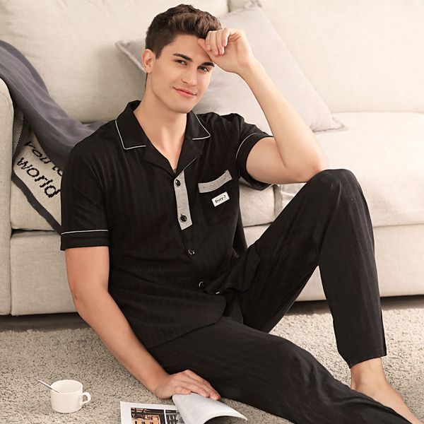 super soft men's modal night-suit fashion lapel sleepwear man's black short sleeve pyjama set long pants comfy homecloth for boy, Black;brown
super soft men's modal night-suit fashion lapel sleepwear man's black short sleeve pyjama set long pants comfy homecloth for boy, Black;brown