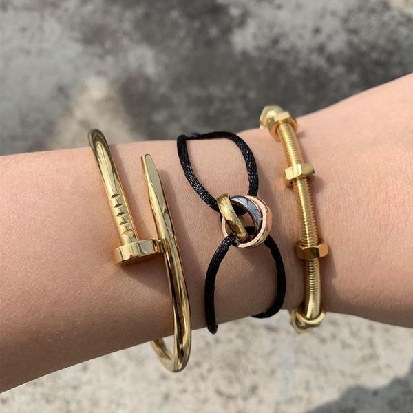 hare love rope & screw love cuff bangle bracelet set stainless steel cuff open bracelet bangle as christmas gift, Black
hare love rope & screw love cuff bangle bracelet set stainless steel cuff open bracelet bangle as christmas gift, Black