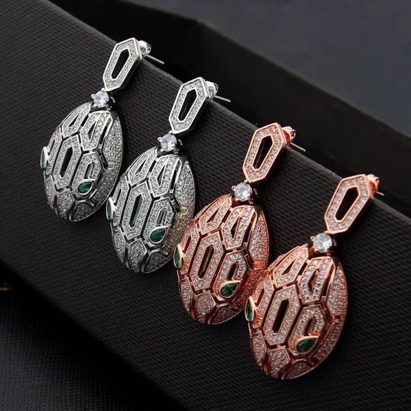 designer earings fashion earrings snake earrings women designer earrings snake head diamond earring, Golden;silver