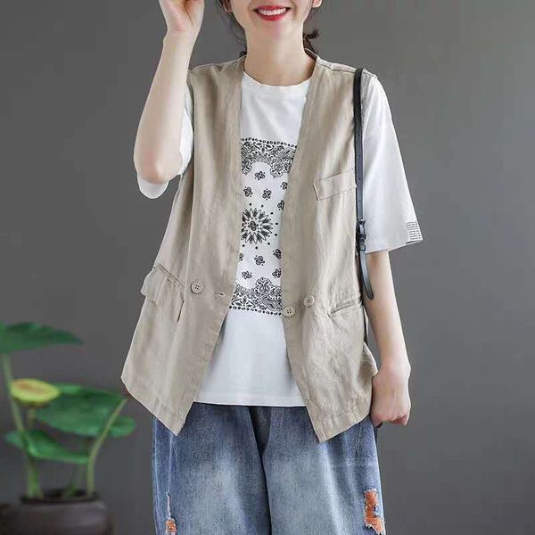 2020 summer new artistic cotton and linen solid color women's loose large size vest outer vest top, Black;white
2020 summer new artistic cotton and linen solid color women's loose large size vest outer vest top, Black;white