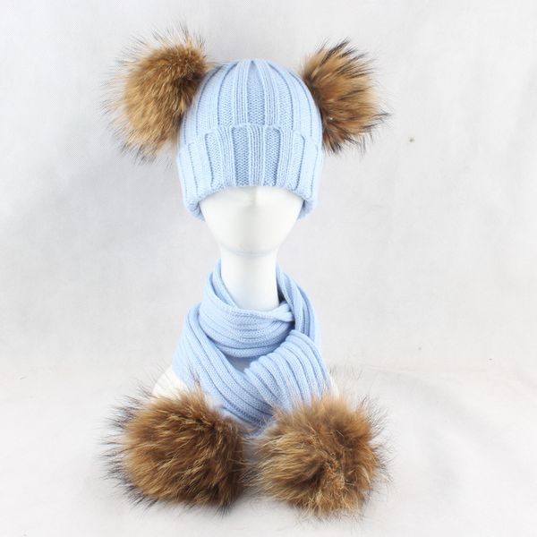 childrens scarf hat set real fur ball knitted wool warm hat boys and girls, Blue;gray
childrens scarf hat set real fur ball knitted wool warm hat boys and girls, Blue;gray