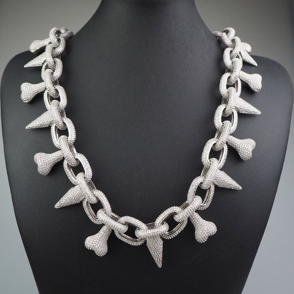 personality men's hip hop necklace 16/18/20/22/24inch white plated bling cz rivet and bone o chain necklaces diamond chian necklaces, Silver
personality men's hip hop necklace 16/18/20/22/24inch white plated bling cz rivet and bone o chain necklaces diamond chian necklaces, Silver