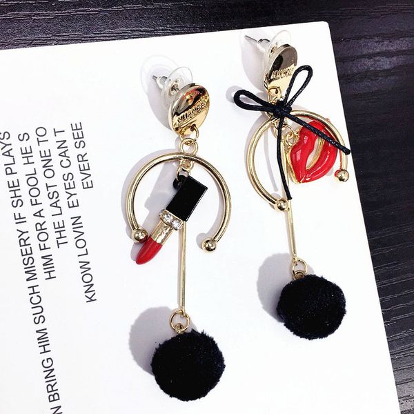 fashion asymmetric red lips lipstick earring luxury hair ball temperament woman tassel long earrings, Silver
fashion asymmetric red lips lipstick earring luxury hair ball temperament woman tassel long earrings, Silver