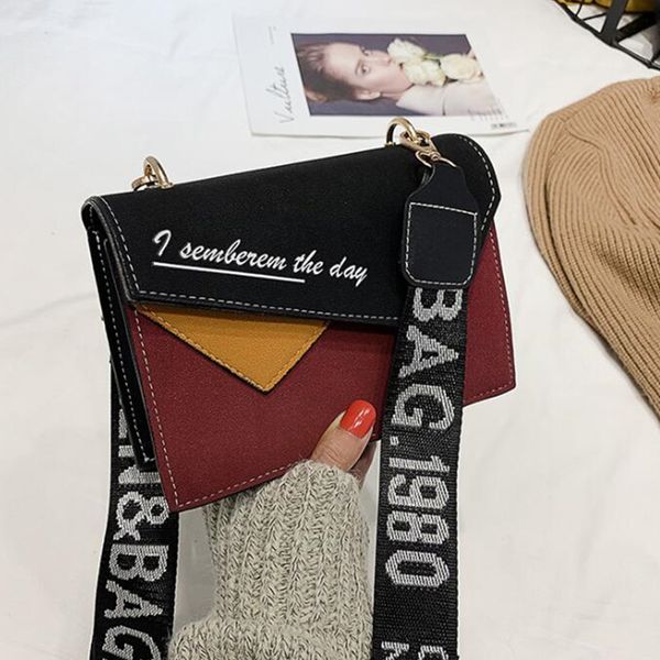 fashion contrast color shoulder bag women scrub pu messenger bag letter crossbody wide shoulder strap small square purse
fashion contrast color shoulder bag women scrub pu messenger bag letter crossbody wide shoulder strap small square purse