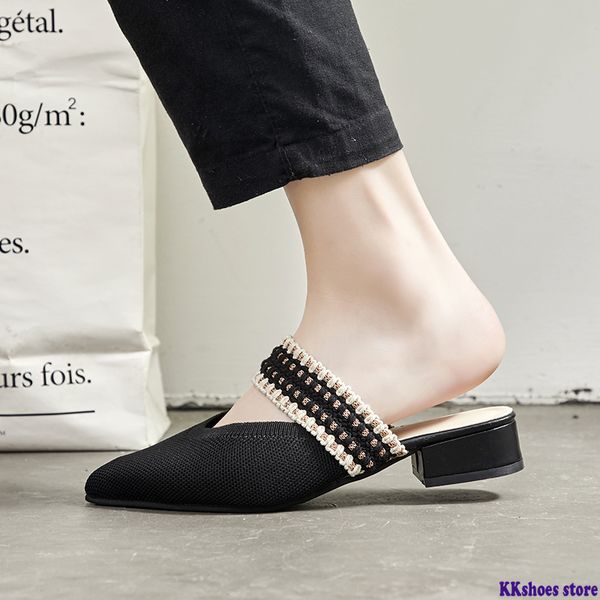 new women slippers spring summer weave elastic band shoes woman mules shoes pointed half slippers square heel outside slides, Black
new women slippers spring summer weave elastic band shoes woman mules shoes pointed half slippers square heel outside slides, Black