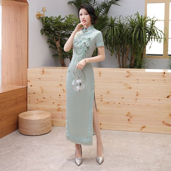 ethnic clothing women chinese qipao satin classic cheongsam high split long dress tang costume lady banquet, Red
ethnic clothing women chinese qipao satin classic cheongsam high split long dress tang costume lady banquet, Red