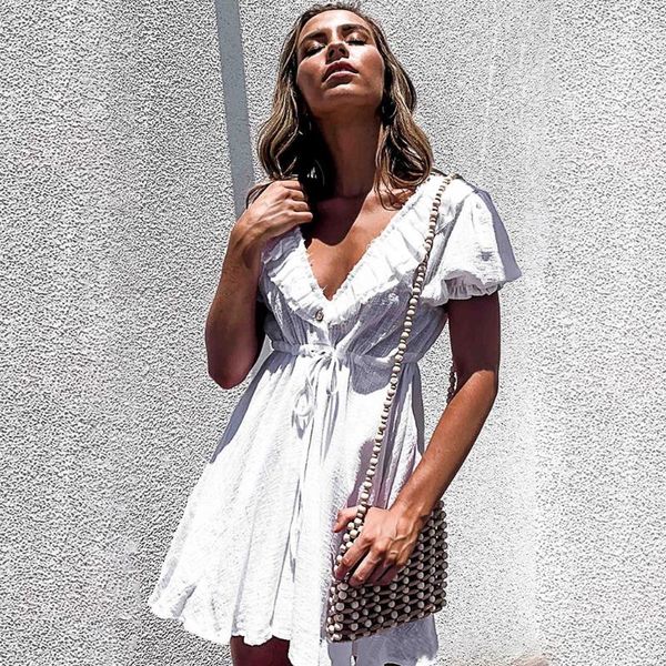 deep v-neck women summer dress 2020 solid white lace short sleeve mini party dress ruffle casual loose beach dress#3, Black;gray
deep v-neck women summer dress 2020 solid white lace short sleeve mini party dress ruffle casual loose beach dress#3, Black;gray