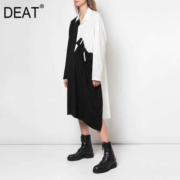 deat women black pleated asymmetrical shirt dress new lapel long sleeve loose fit fashion tide spring autumn 2020 1a188, Black;gray
deat women black pleated asymmetrical shirt dress new lapel long sleeve loose fit fashion tide spring autumn 2020 1a188, Black;gray
