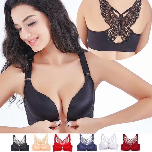 new woman bras push up bra butterfly back & front closure wire seamless thin brassiere gather bras lingerie plus size, Red;black
new woman bras push up bra butterfly back & front closure wire seamless thin brassiere gather bras lingerie plus size, Red;black