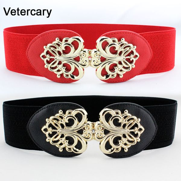 new fashion design belt for women gold hollow buckle wide elastic cummerbunds stretch waistband female pu leather joker strap, Black;brown 
new fashion design belt for women gold hollow buckle wide elastic cummerbunds stretch waistband female pu leather joker strap, Black;brown