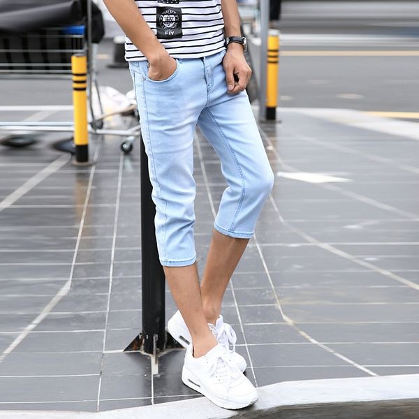 korean style trendy denim men's and shorts clothing shorts youth students' slim fit elastic capri pants pants men's clothing, Blue
korean style trendy denim men's and shorts clothing shorts youth students' slim fit elastic capri pants pants men's clothing, Blue