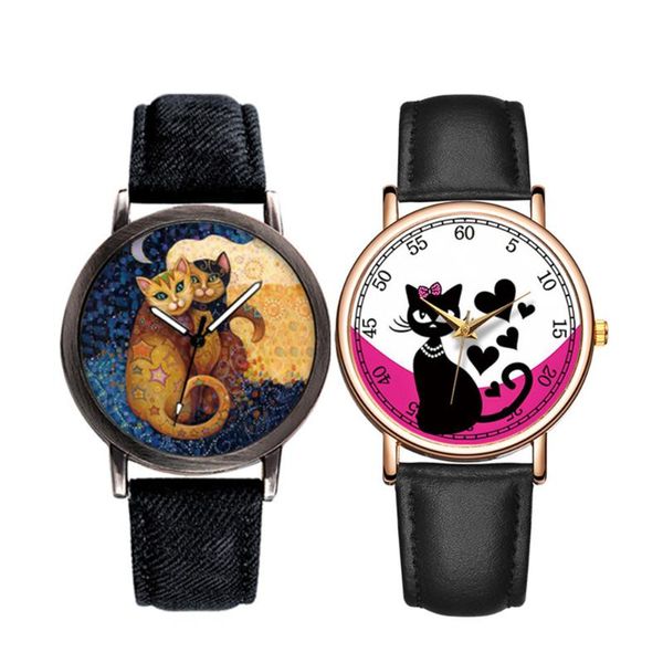 creative couple watch quartz wristwatches cute lover cat dial women watches denim band girls clock relogio feminino, Slivery;brown
creative couple watch quartz wristwatches cute lover cat dial women watches denim band girls clock relogio feminino, Slivery;brown
