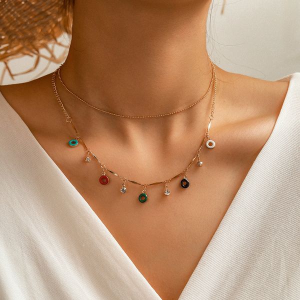 colorful round multi-layer chain choker necklace for women shiny crystal stone geometric bohemian jewelry naszyjnik, Silver
colorful round multi-layer chain choker necklace for women shiny crystal stone geometric bohemian jewelry naszyjnik, Silver