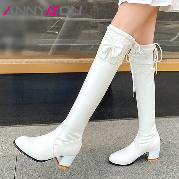 annymoli high heel over the knee boots woman thick heel thigh high boots bow lace long ladies shoes autumn winter white 43, Black
annymoli high heel over the knee boots woman thick heel thigh high boots bow lace long ladies shoes autumn winter white 43, Black