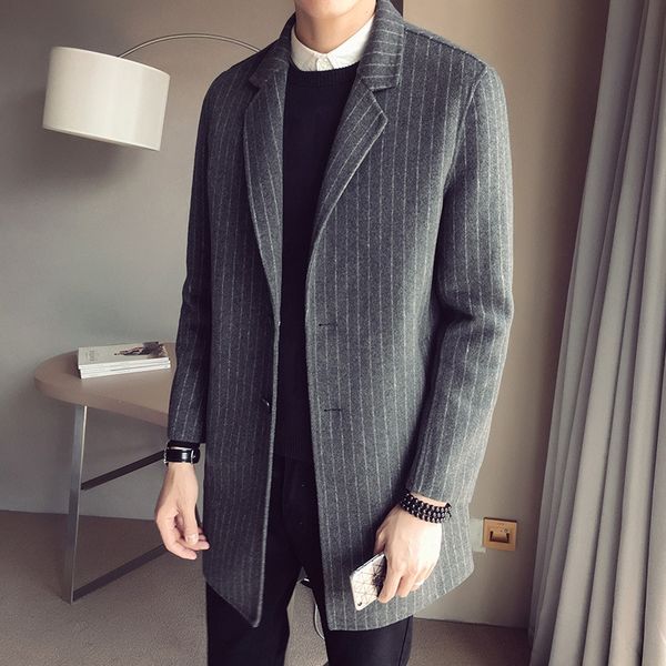 autumn and winter new 2019 men's striped woolen trench men's youth casual mid-length coat for windbreaker wool coat woolmen, Tan;black
autumn and winter new 2019 men's striped woolen trench men's youth casual mid-length coat for windbreaker wool coat woolmen, Tan;black