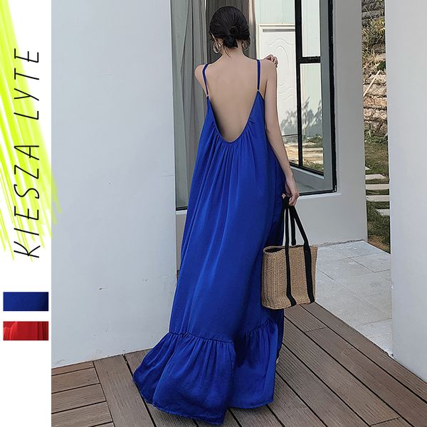 women beach holiday dress elegant boho fairy solid red blue backless sleeveless loose floor dresses female summer vestidos, Black;gray
women beach holiday dress elegant boho fairy solid red blue backless sleeveless loose floor dresses female summer vestidos, Black;gray
