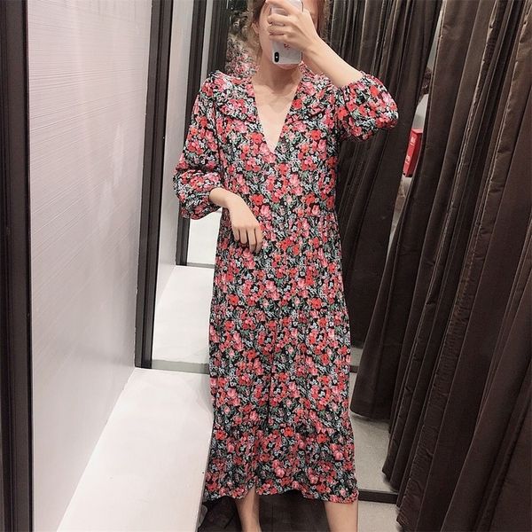 early autumn new style fashionable temperament v-neck long sleeve flower print long dress drop shipping, Black;gray
early autumn new style fashionable temperament v-neck long sleeve flower print long dress drop shipping, Black;gray