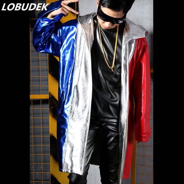 men stage costume faux leather cloak hoodie loose long coat windbreaker bar nightclub rap singer dj hip hop pu leather overcoat, Black
men stage costume faux leather cloak hoodie loose long coat windbreaker bar nightclub rap singer dj hip hop pu leather overcoat, Black