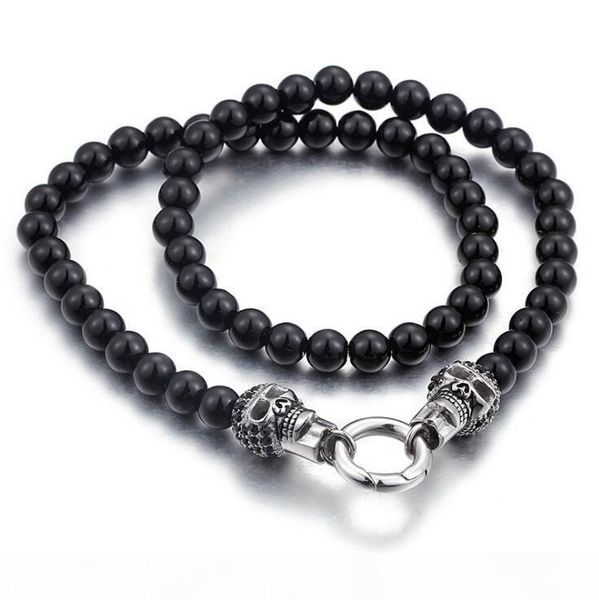 fashion male black beads sets stainless steel punk skull clasp beaded chocker necklace bracelet jewelry sets for cool men, Silver
fashion male black beads sets stainless steel punk skull clasp beaded chocker necklace bracelet jewelry sets for cool men, Silver