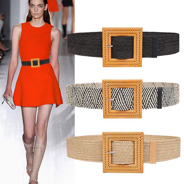 new belts for women woven elastic waistband fashion dress skirt coat resin big square buckle simple wide knitted strape belt, Black;brown
new belts for women woven elastic waistband fashion dress skirt coat resin big square buckle simple wide knitted strape belt, Black;brown