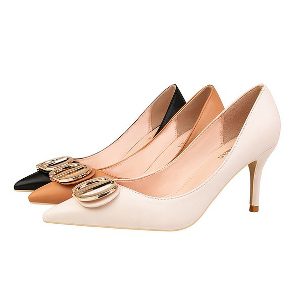 dress shoes acilici-5662 slimming high heels women's thin heeled heel shallow mouth pointed metal buckle banquet pumps, Black
dress shoes acilici-5662 slimming high heels women's thin heeled heel shallow mouth pointed metal buckle banquet pumps, Black