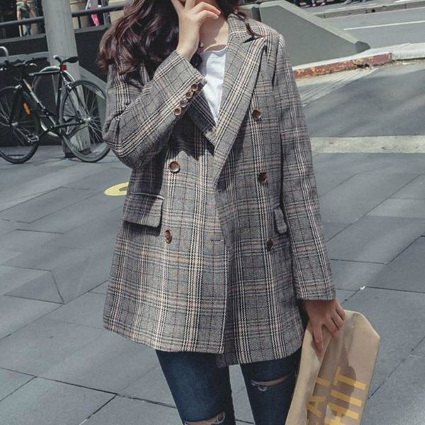 women's suits & blazers mozuleva 2021 vintage plaid double breasted women blazer oversize full sleeve grid female suit coat autumn jack, White;black
women's suits & blazers mozuleva 2021 vintage plaid double breasted women blazer oversize full sleeve grid female suit coat autumn jack, White;black